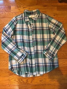 Thread & Supply Green and Blue Plaid Button-Up Shirt